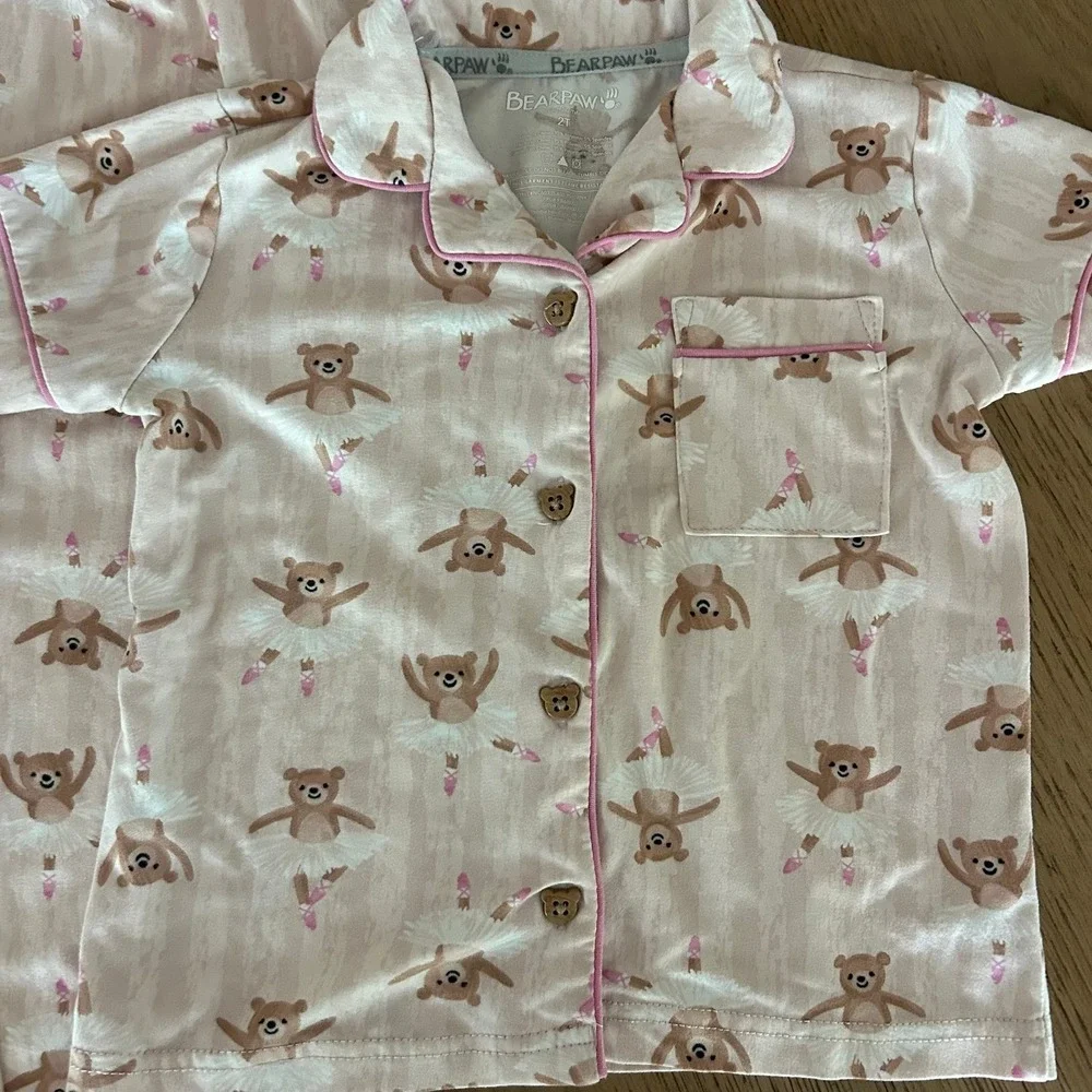 BEARPAW Girls Pink Bear Ballerina Pajamas 2-3T
